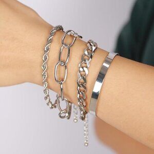 Dainty Boho Chain Bracelets Set for Women Adjustable Fashion Beaded Chunky